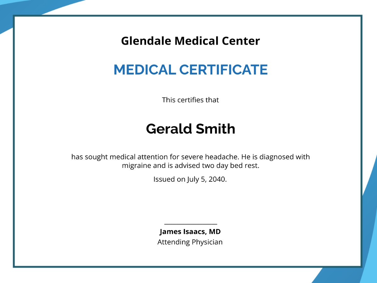 Medical Certificate of Fitness
